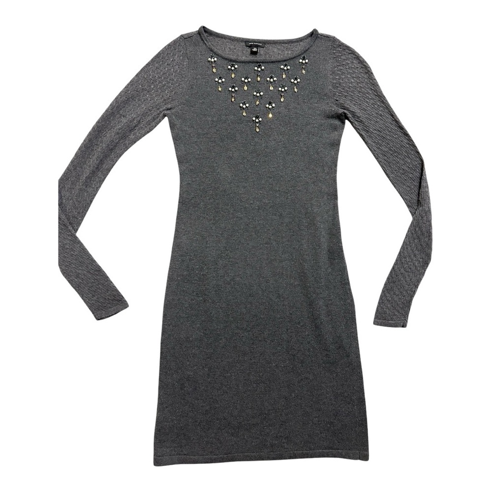 Ann Taylor Long Sleeve Sweater Dress With Jewels/Beaded Embellishments! Size XS